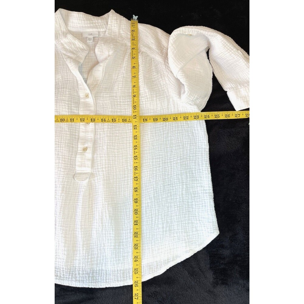 J Jill NEW womens white tab sleeve gauze pullover blouse XL 100% cotton breezy - Picture 5 of 9